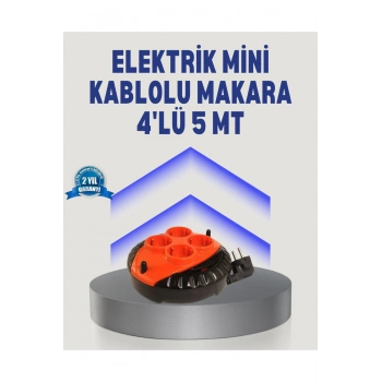 5 Metre Uzatma Kablolu 4 Prizli Makara Kırmızı