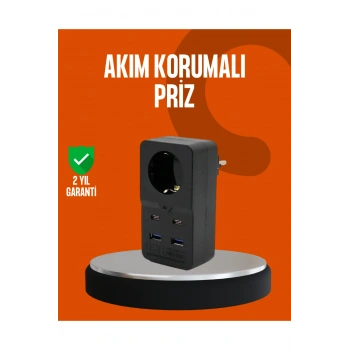 Akım Korumalı Priz 4 USB Type C Destekli Yüksek Isı Dayanımlı