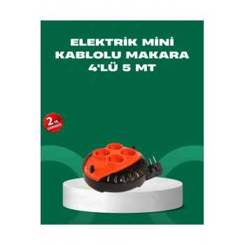 5 Metre Kablolu 4’lü Kırmızı Priz Makara