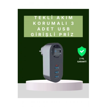 Termal Akım Korumalı 3 USBli Güvenli Priz – Akıllı Akım Dengeleme