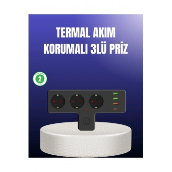 USB ve Type-C Portlu Anahtarlı Çoklu Priz Güç Ünitesi