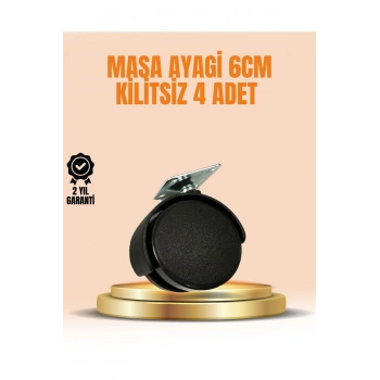 6 cm Kilitsiz Masa Ayağı Tekerleği 4’lü Set Çok Amaçlı