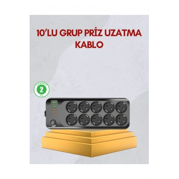10 Prizli Uzatma Kablosu Termal Koruma USB Type-C Hızlı Şarj 2500W