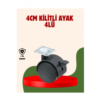 4 cm Kilitli Döner Ayak 4 Adet Sehpa ve Mobilya Ayağı