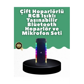 Yüksek Ses Güçlü Kablosuz Hoparlör Karaoke Mikrofonlu