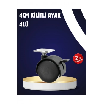4’lü Kilitli Tekerlek Ayak 4 cm Sessiz ve Dayanıklı