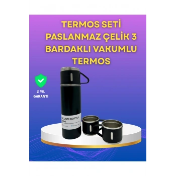 Çelik Termos Bardak Seti | 500 ml Kapasite, Kaymaz Taban, Hediye Kutulu