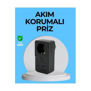 Termal Korumalı Priz Otomatik Çocuk Kilidi 4 USB Type C