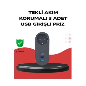 Isıya Dayanıklı 3 USB Portlu Güvenlikli Priz – Akıllı Enerji Yönetimi