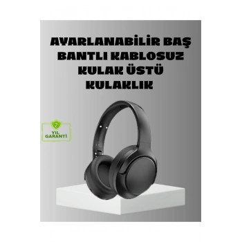 Siyah Kablosuz Bluetooth Kulaklık 300 mAh Hızlı Şarj Katlanabilir Pedli