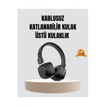 Bluetooth Kablosuz Kulak Üstü Kulaklık Katlanabilir Konforlu ve Şık Tasarımlı