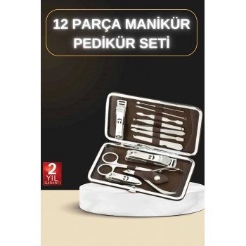 12 Parça Manikür Pedikür Seti Özel Deri Çanta El Ayak Bakımı Akne ve Temizleme