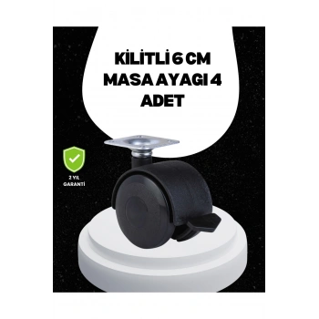6 cm Kilitli Tekerlek Ayak 4 Adet Sehpa ve Ekipman Uyumlu