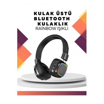 Kablosuz RGB Işıklı Katlanabilir Bluetooth Kulak Üstü Kulaklık