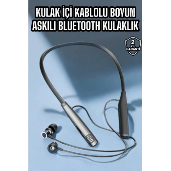 Boyun Askılı Bluetooth Kulaklık Uzun Şarj Süreli Dijital Göstergeli Kablolu