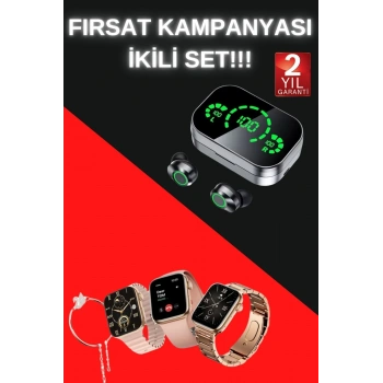 Yeni Nesil Kaliteli Akıllı Saat ve Kablosuz Bluetooth Kulaklık Yüksek Ses Kaliteli