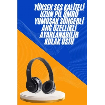 Wireless 5.0 Bluetooth Kablosuz Kulaklık ANC Özellikli Kulak Üstü Ayarlanabilir
