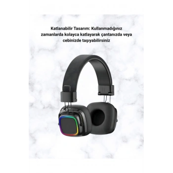 RGB Işıklı Katlanabilir Bluetooth 5.3 Kulak Üstü Kulaklık