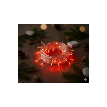 Damla Uçlu Kırmızı Dekoratif Işık 10 Metre 100 LED
