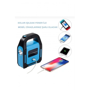 Güneş Enerjili Işıldak ve Powerbank Özellikli Kamp Lambası