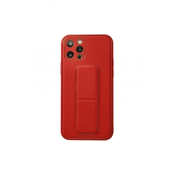 Apple İphone 12 Pro Kılıf Coco Deri Standlı Kapak - Kırmızı
