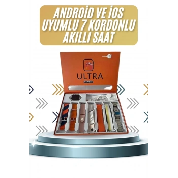 7 Kordonlu Akıllı Saat Plastik Kordon Hasır Kordon Çelik Kordon