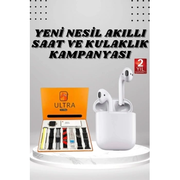 7 Kordonlu Akıllı Saat Ve 2.Nesil Kulaklık Yüksek Ses Kaliteli Uzun Pil Ömrü