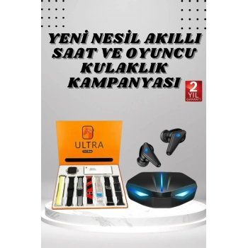 7 Kordonlu Akıllı Saat Ve Oyuncu Kulaklığı Anc Özelliği Kulak İçi Mikrofonlu Sesli Görüşme