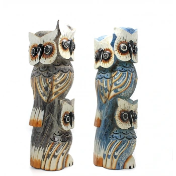 Ahşap 3lü Baykuş 50 Cm