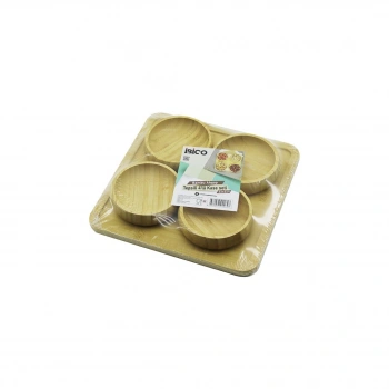 AHŞAP BAMBU 5PCS  ÇEREZLİK - LOKUMLUK KASE SETİ 22X22CM (5324)