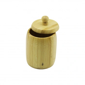 Ahşap Bambu Şekerlik Kapaklı Çap: 7.5cm Derinlik: 8.5cm No : 8
