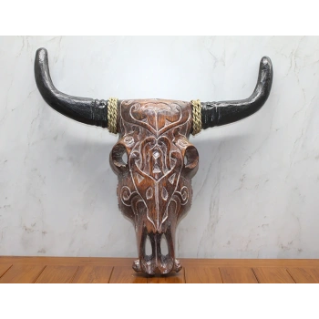 Ahşap Duvara Asmalı Bufalo Kafası