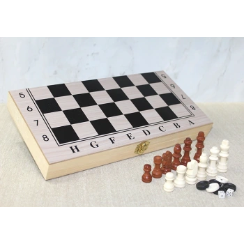 Ahşap Kutulu Satranç Tavla Seti Model 2