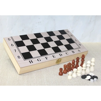 Ahşap Kutulu Satranç ve Tavla Seti - Model 2