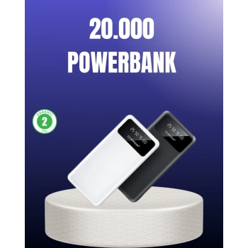 Akıllı LCD Ekranlı 20.000mAh Powerbank PD + USB + Type-C