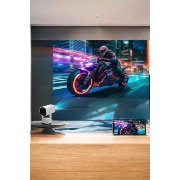 Akıllı Projeksiyon Powerbankli Taşınabilir Sinema Projektörü 4k HD Kaliteli