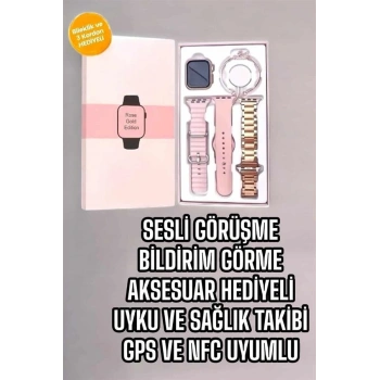 Akıllı Saat Amoled Ekran 3 Kordonlu Aksesuar Hediyeli Sesli Görüşme