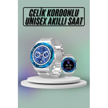 Akıllı Saat Çelik Kordonlu Amoled Ekran Android ve İOS Uyumlu Çağrı Cevaplayabilen
