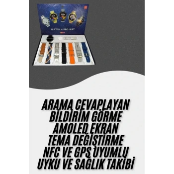 Akıllı Saat Çoklu Kordon Seçenekli Dokunmatik Ekran Nabız Sensörlü