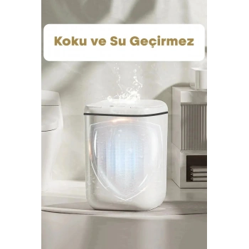 Akıllı Teknolojik Sensörlü Çöp Kovası Işık Antibakteriyel Koku Geçirmez Mutfak Banyo Wc Ofis 20l Uv