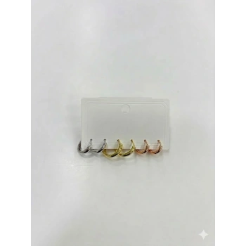 Altılı Çok Renkli  Halka Küpe - Kp00605