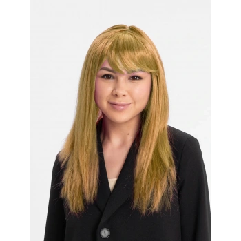 Altın Renk Düz Kesim İçi Astarlı Uzun Parti Peruğu Takma Saç (5324)