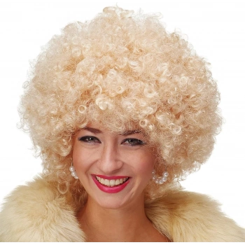 Altın Renk Kıvırcık Afro Bonus Peruk Saç Parti Peruğu Platin Gold (5324)