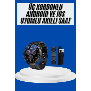 Amoled Ekran Akıllı Saat Üç Kordonlu İos Android Uyumlu