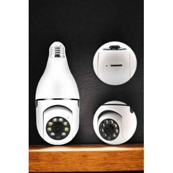 Ampul Görünümlü Güvenlik Kamerası Duylu Wifi Kamerası Dönebilen