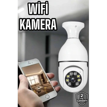 Ampul Görünümlü Güvenlik Kamerası Duylu Wifi Kamerası Dönebilen