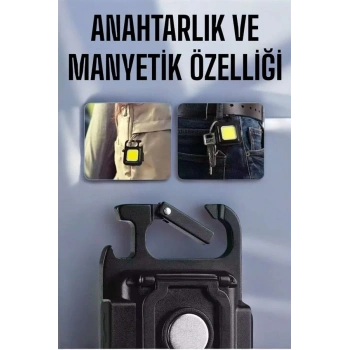 Anahtarlık Çok Amaçlı Mıknatıslı Taşınabilir Işık Led Şarjlı