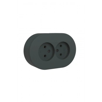 Antrasit Sıva Üstü İkili Topraklı Priz – Modern Şık Tasarım, Dayanıklı Elektrik Prizi Çiftli