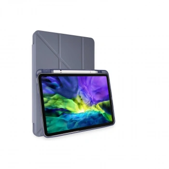 Apple İpad Pro 11 (2021) Kılıf Kalemlikli Hugo Tablet Kılıfı - Lila