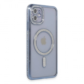 Apple İphone 11 Kılıf Joke Simli Magneticsafe Kılıf - Mavi